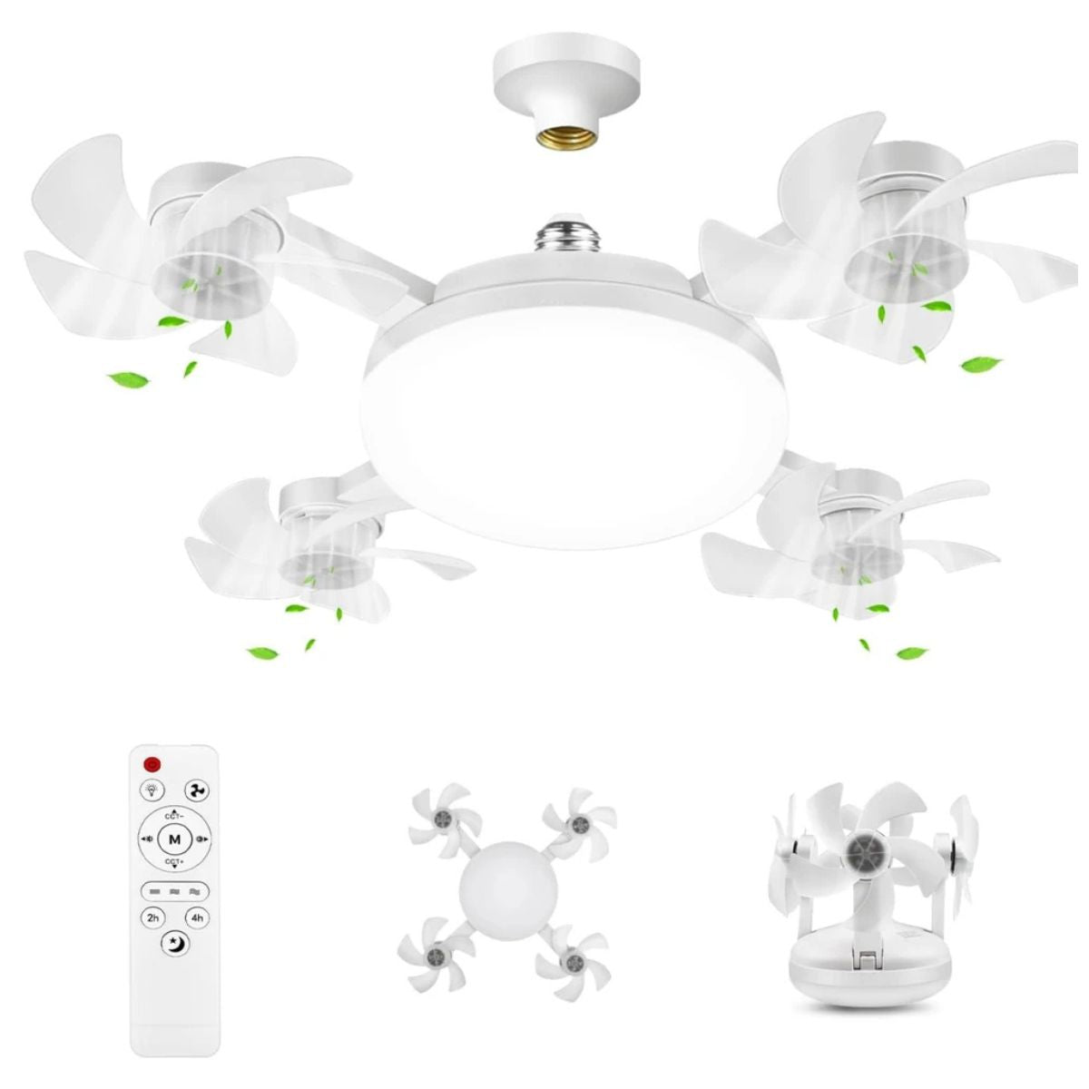 x4 Mini Ventilador + Foco de Techo 50W