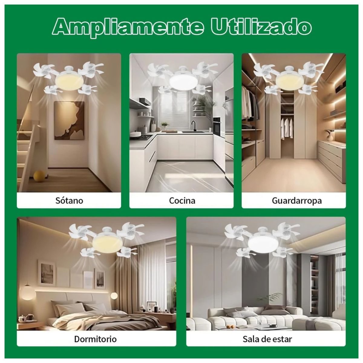 x4 Mini Ventilador + Foco de Techo 50W