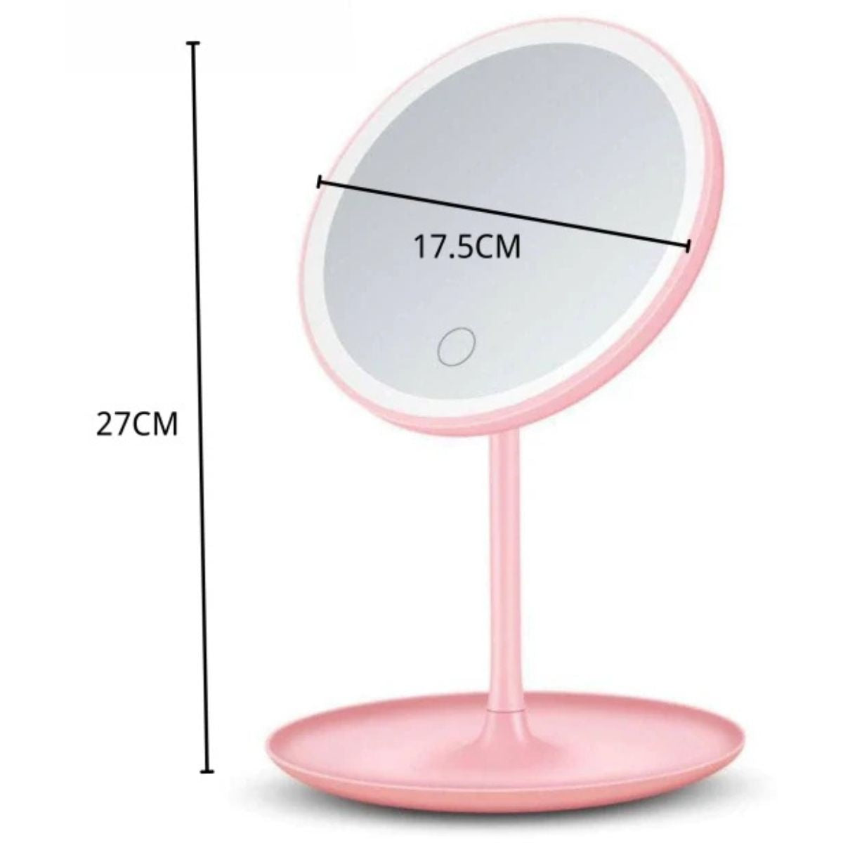 Espejo Maquillaje Redonda Rosa LED 360