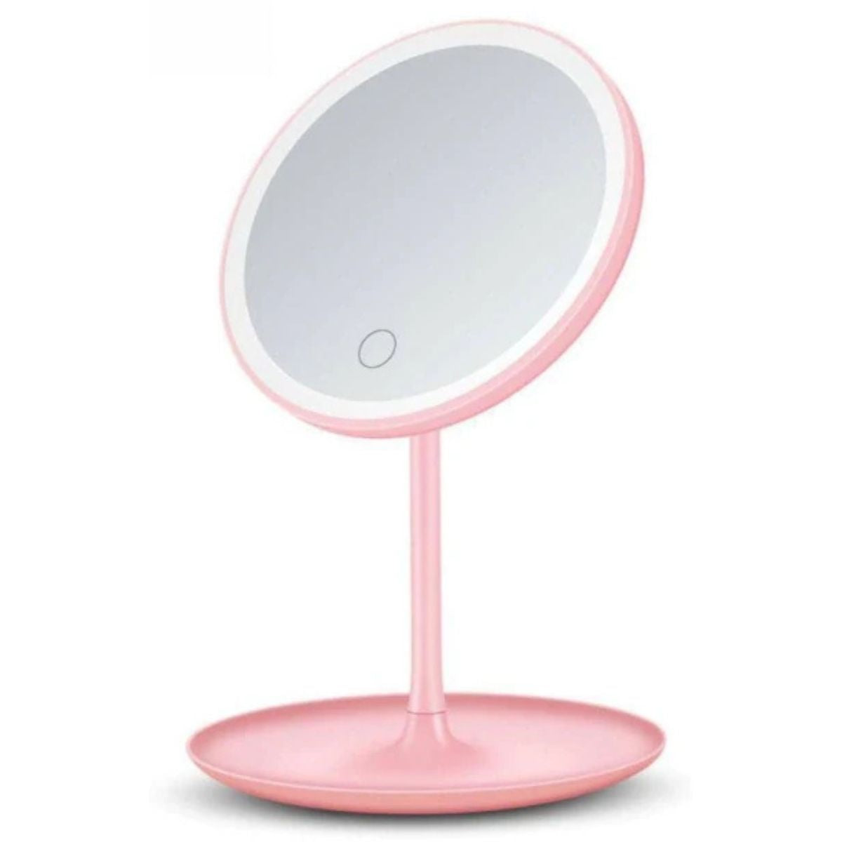 Espejo Maquillaje Redonda Rosa LED 360